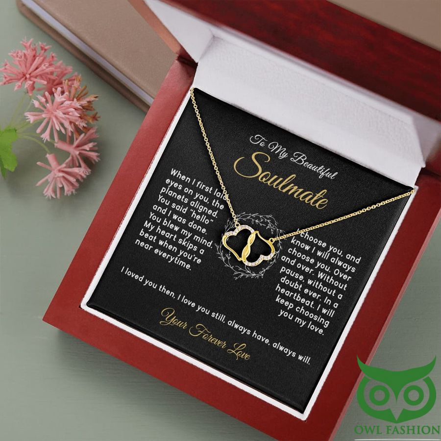 My Beautiful Soulmate Gold Heart Necklace Valentine Gift for Your Life Partner