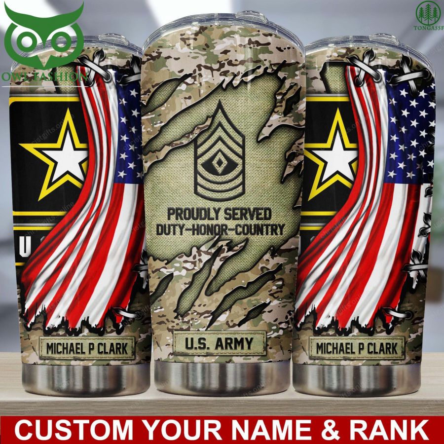 Personalized US Army Military Flag Tumbler
