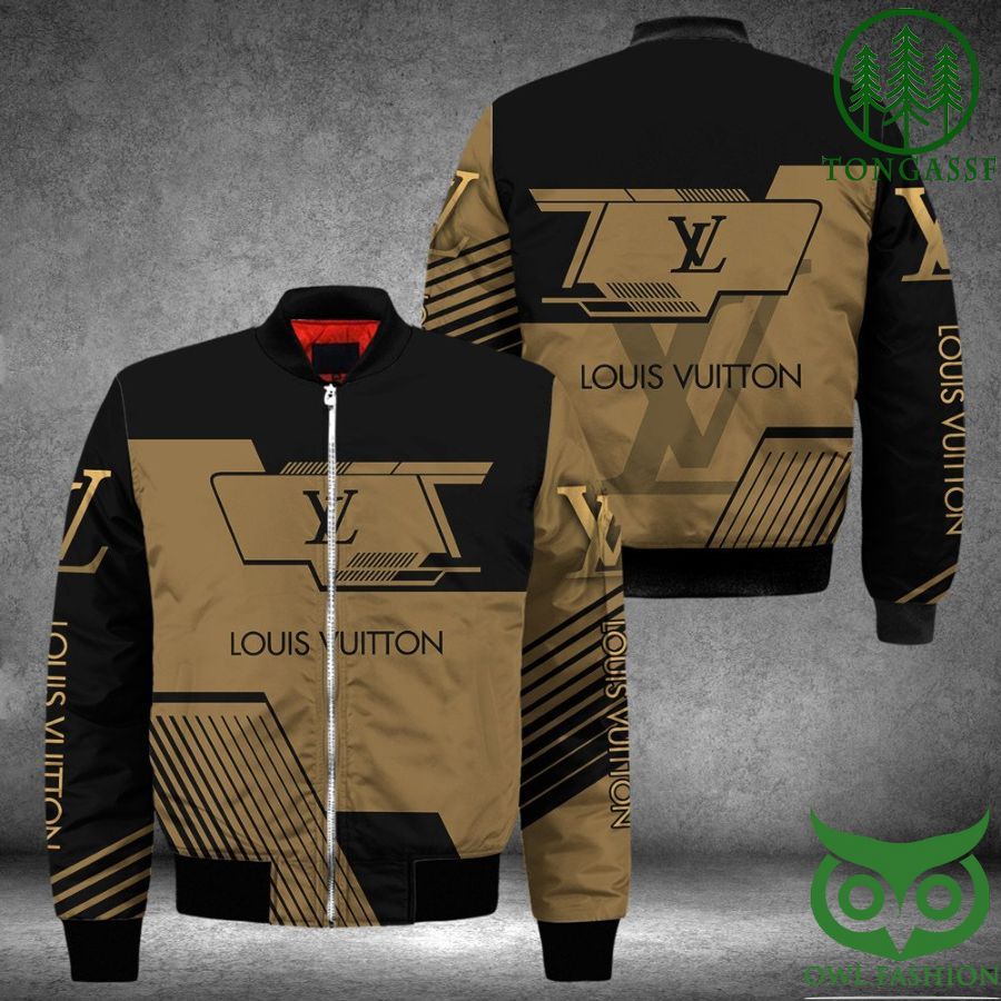 Louis Vuitton Black and Brown Color Mix Bomber Jacket