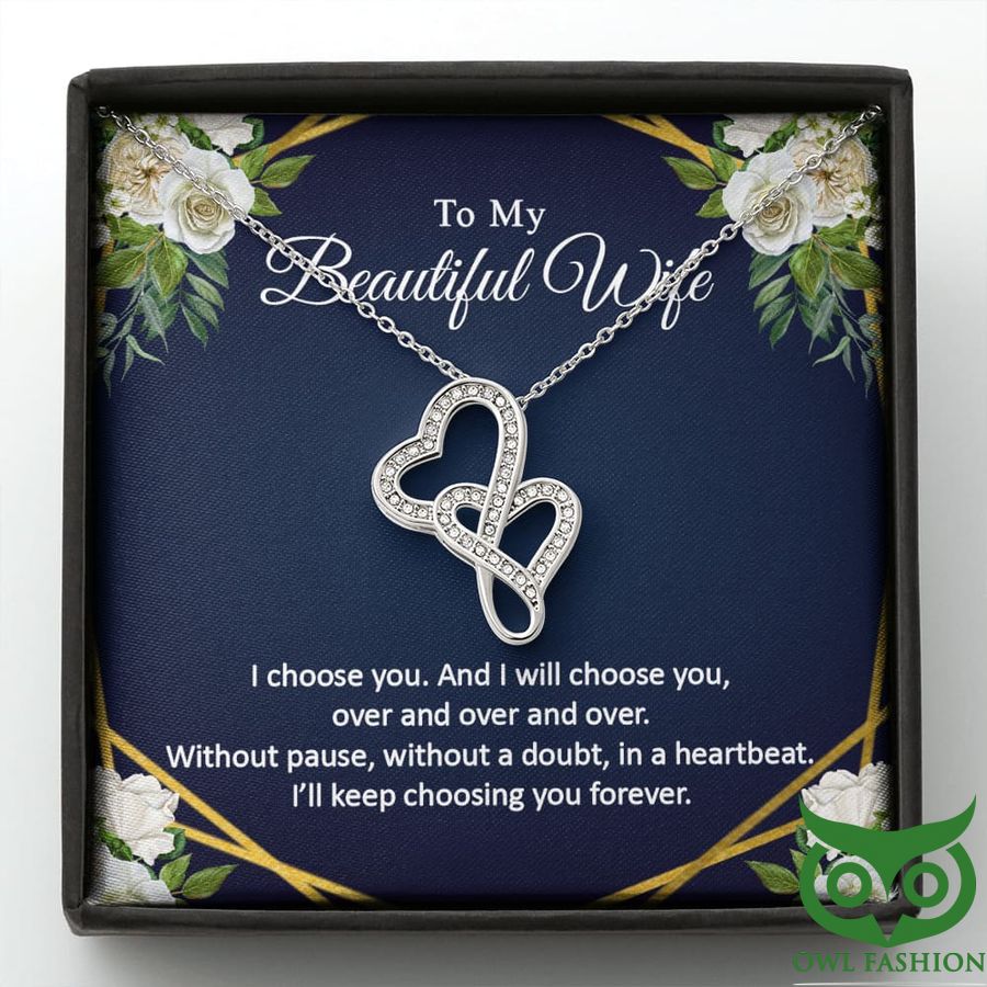 To My Beautiful Wife I Choose You Silver Hearts Intertwined Necklace Valentine Gift