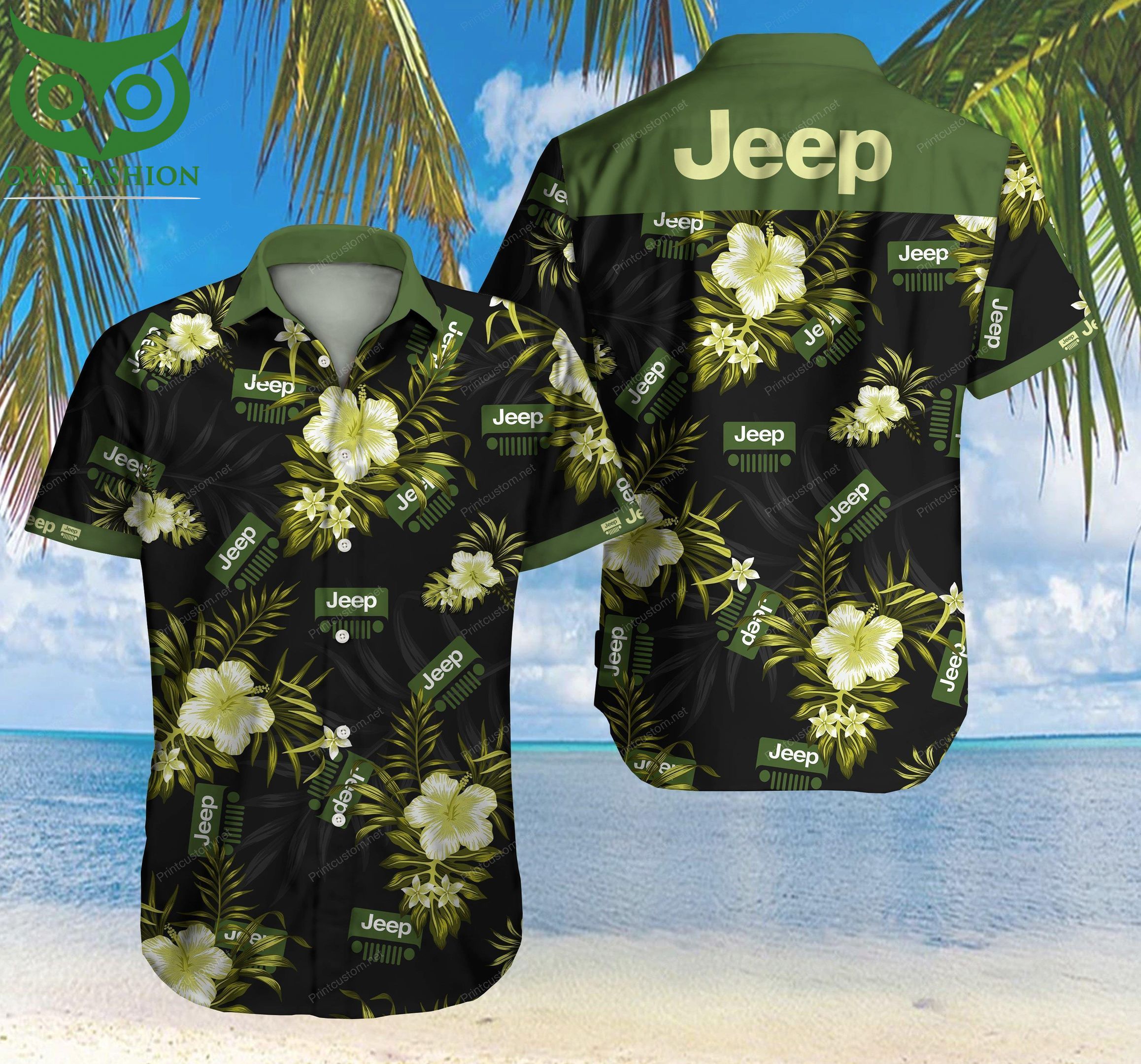 Jeep Floral Hawaiian Shirt Summer Shirt