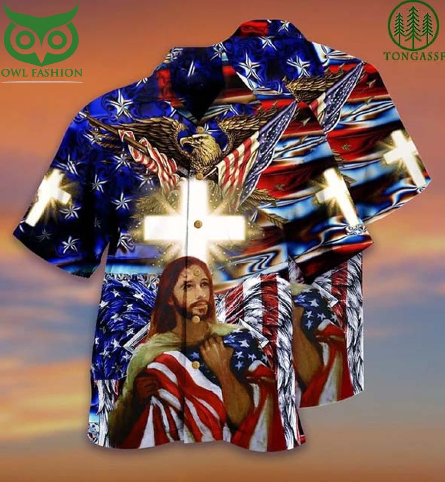 America and Jesus Bless Hawaiian Shirt