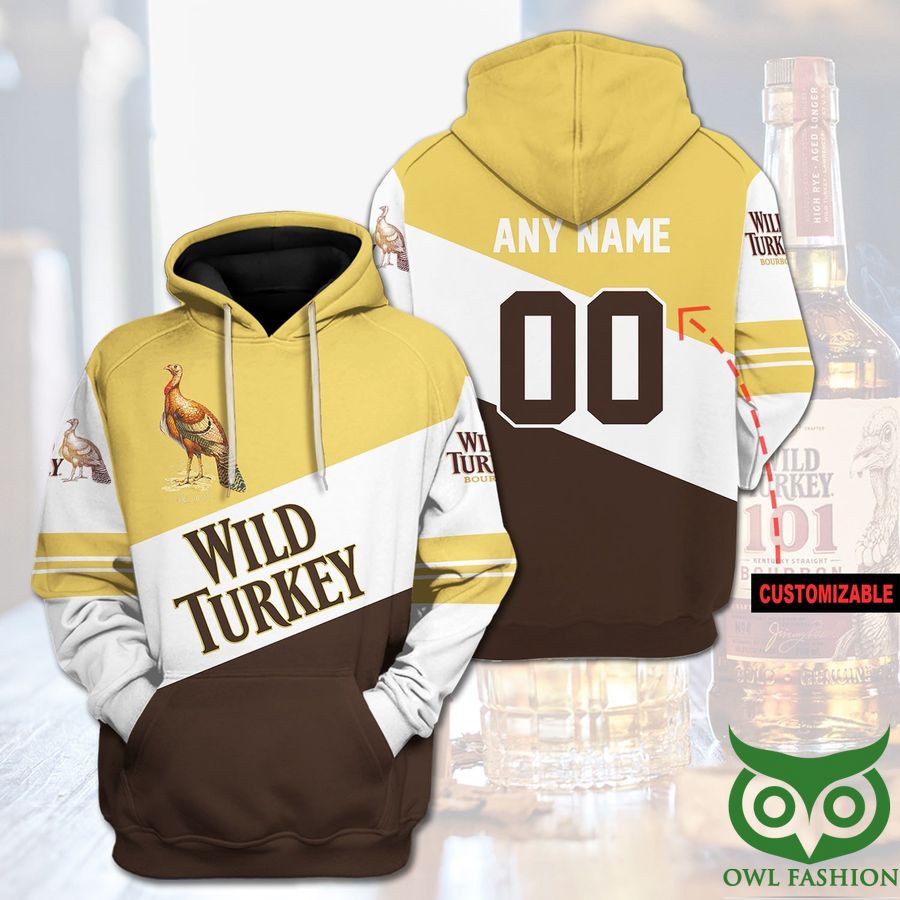 Custom Name Number Wild Turkey Whiskey Brand Hoodie