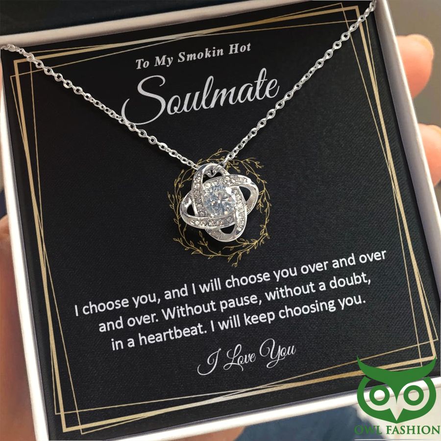 Smokin Hot Soulmate Two Circle Silver Crystal Necklace Valentine Gift