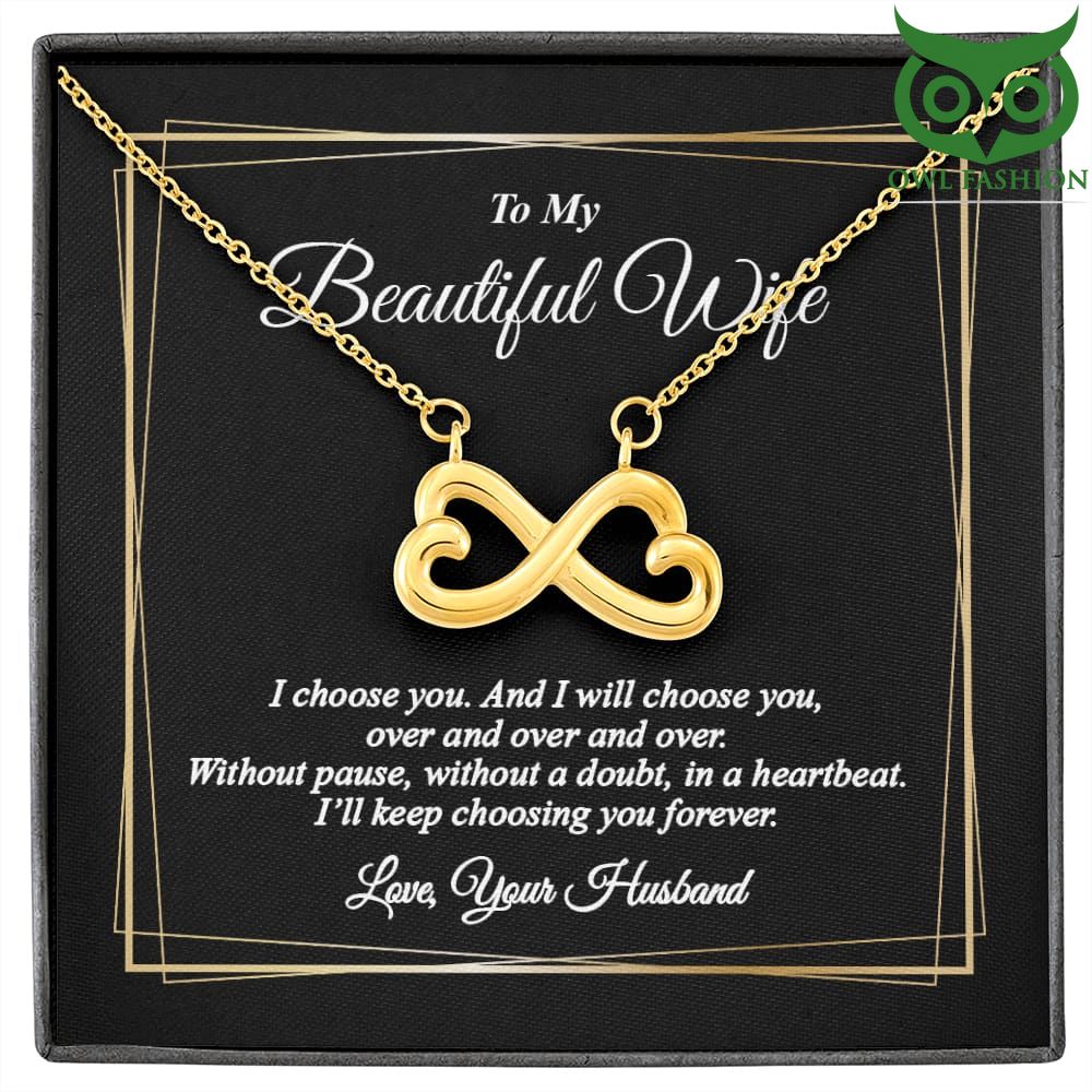 I keep choosing my wife forever gold twined hearts Valentine necklace