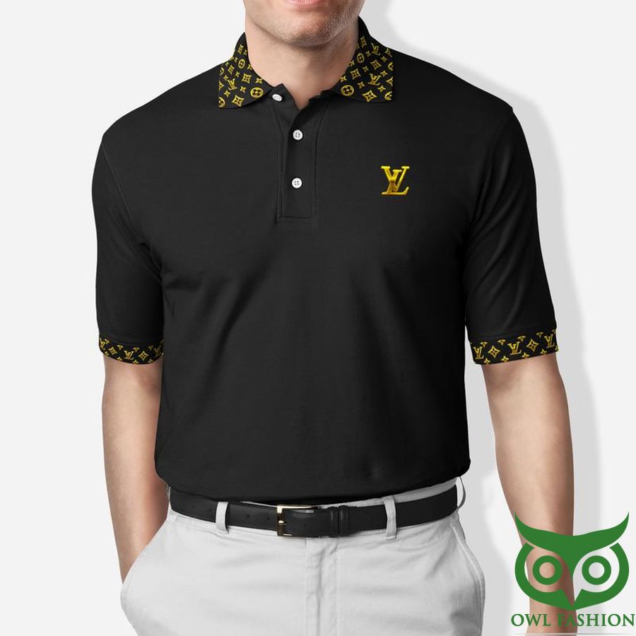 Louis Vuitton Black with Yellow Brand Logo Polo Shirt