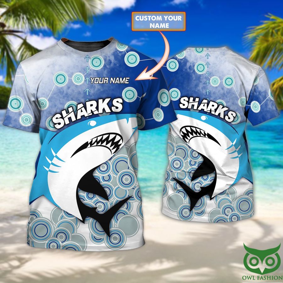 Cronulla - Sutherland Sharks Custom Name mordern design 3D T-Shirt
