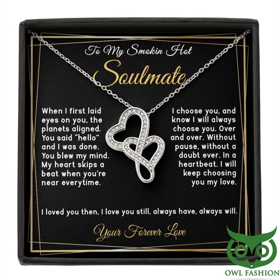 Hot Soulmate Meaningful Quotes Two Silver Heart Necklace Valentine Gift