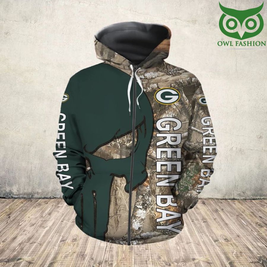 Green Bay Packers Skull Camouflage hoodie NFL