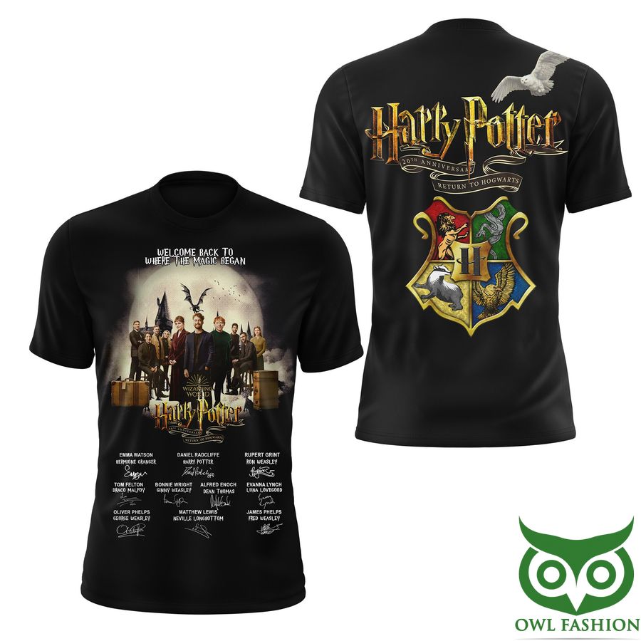 Premium Harry Potter 20th Anniversary 4 Houses 3D Shirt