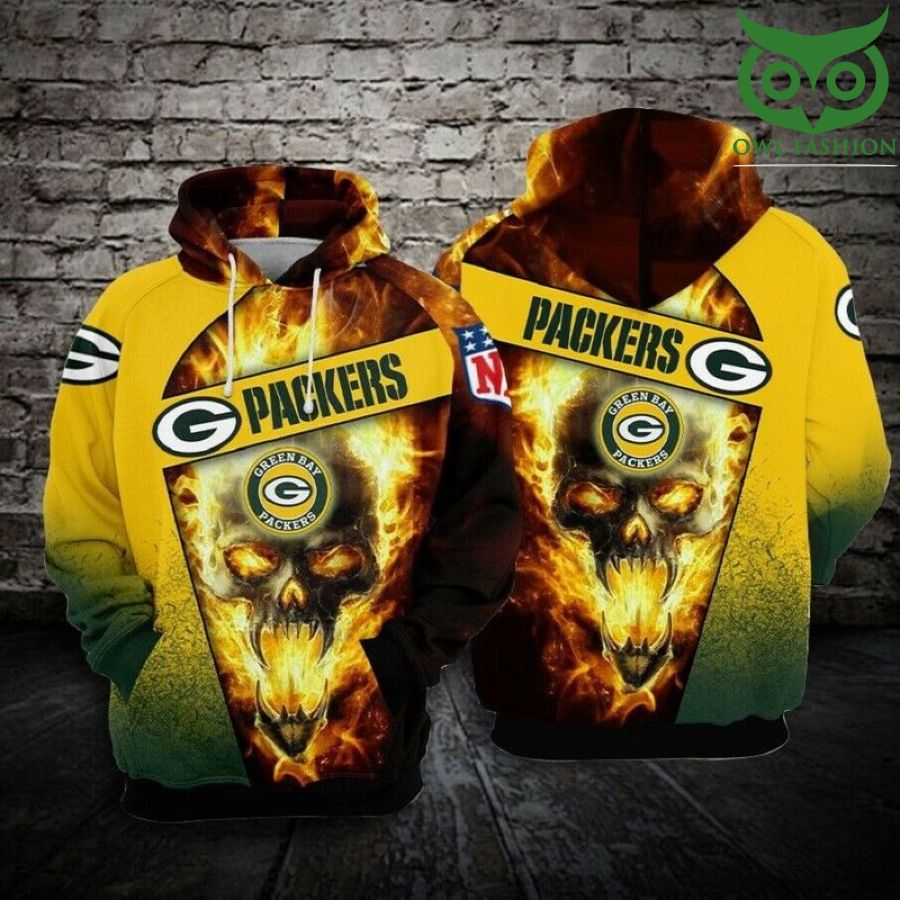 Green Bay Packers Skull Fire hoodie NFL