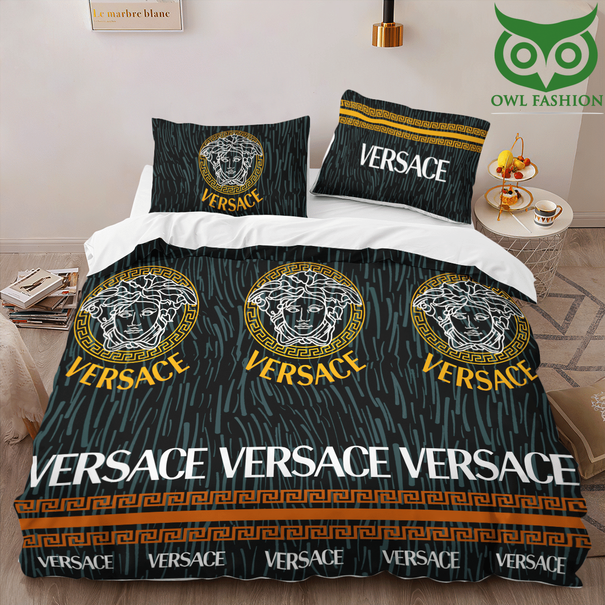 69 LUXURY Versace Royal golden logo bedding set