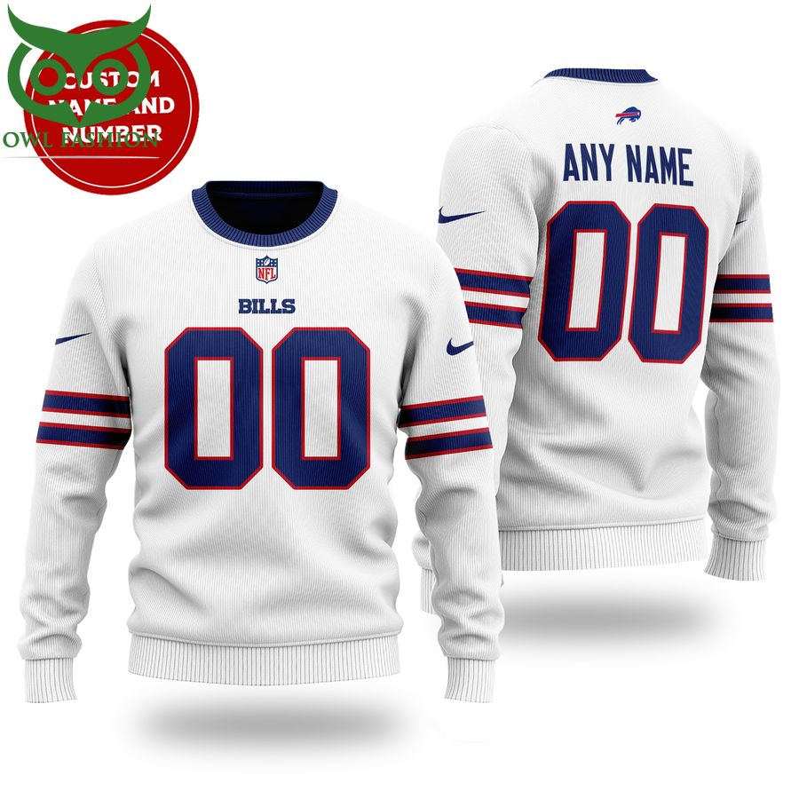 Custom Name Number NFL BUFFALO BILLS white Sweater