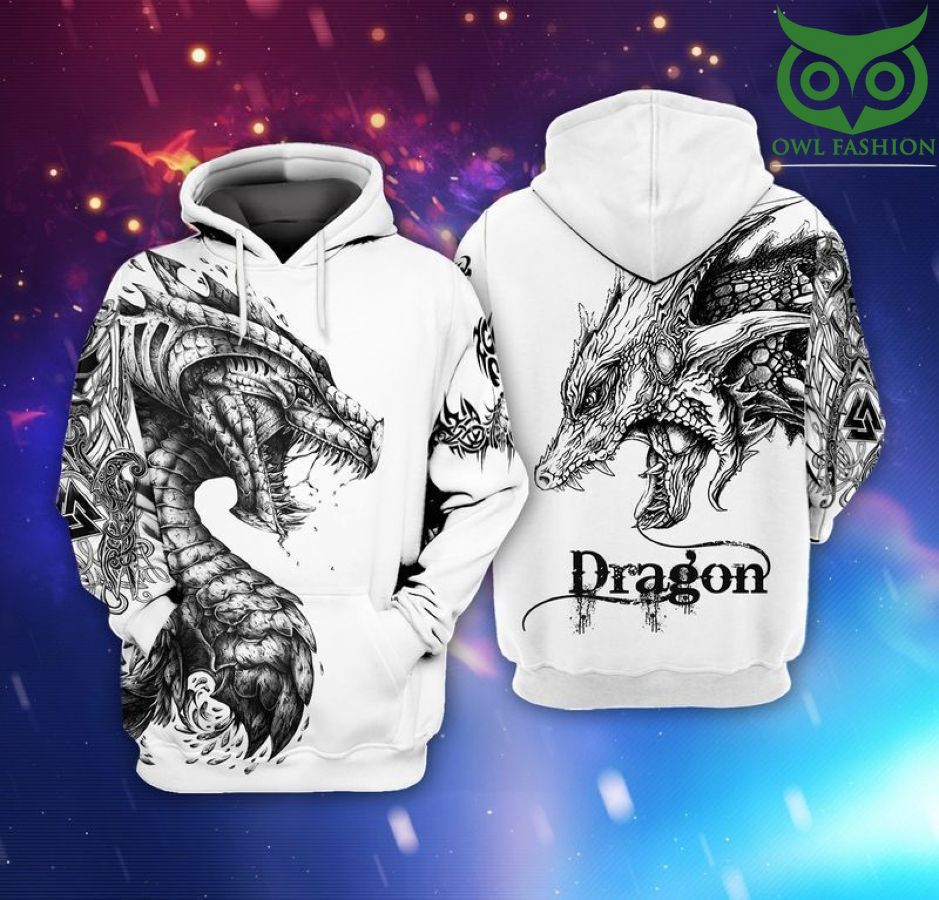 Black Dragon white Full Printed Hoodie and T-shirt