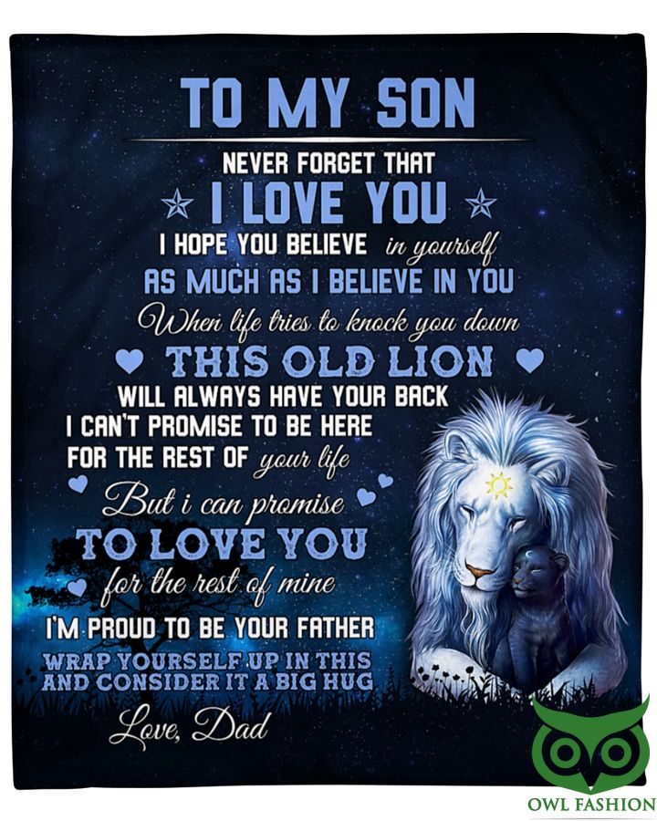 Father gift for Son Lion in Night Fleece Blanket