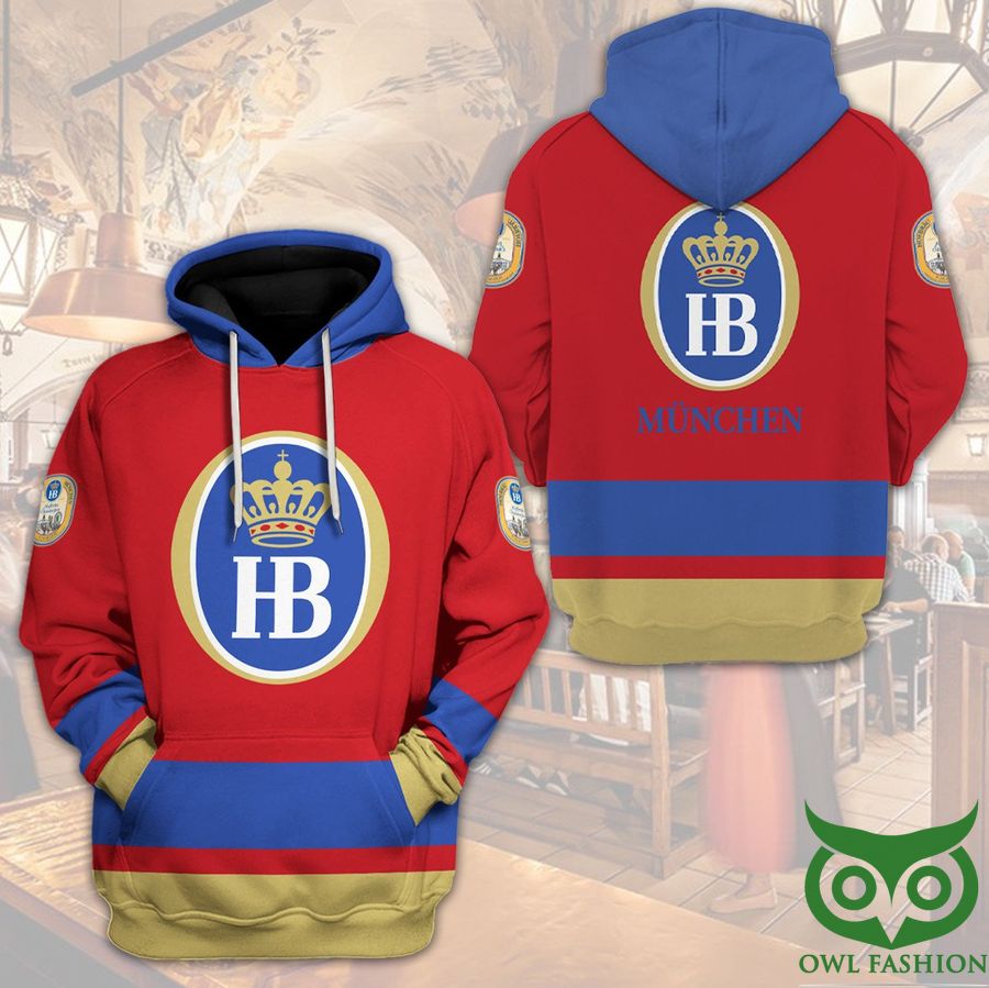 HB Hofbrau Munchen Beer Red Blue Yellow 3D Hoodie