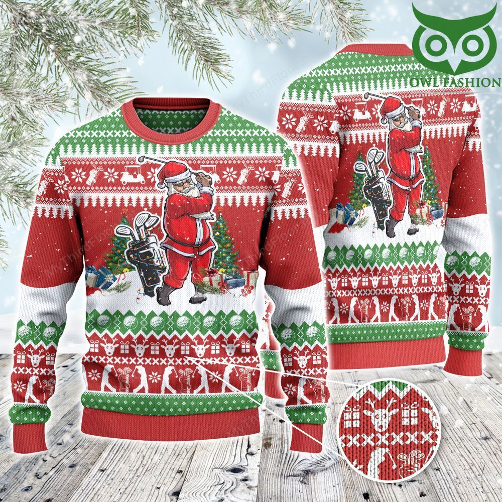 Golf Lovers Christmas Gift Santa Playing All Over Print Ugly Sweater