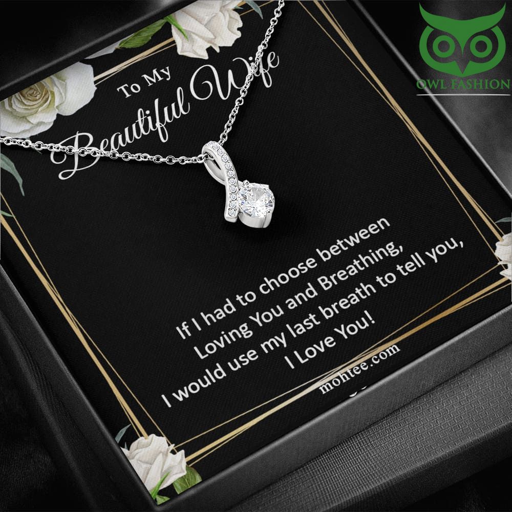 My last breath to love you my wife crystal twist Silver necklace Valentine day