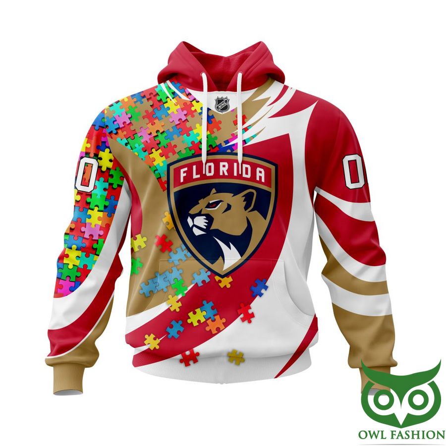 NHL Florida Panthers Autism Awareness Custom Name Number colorful puzzle hoodie sweatshirt