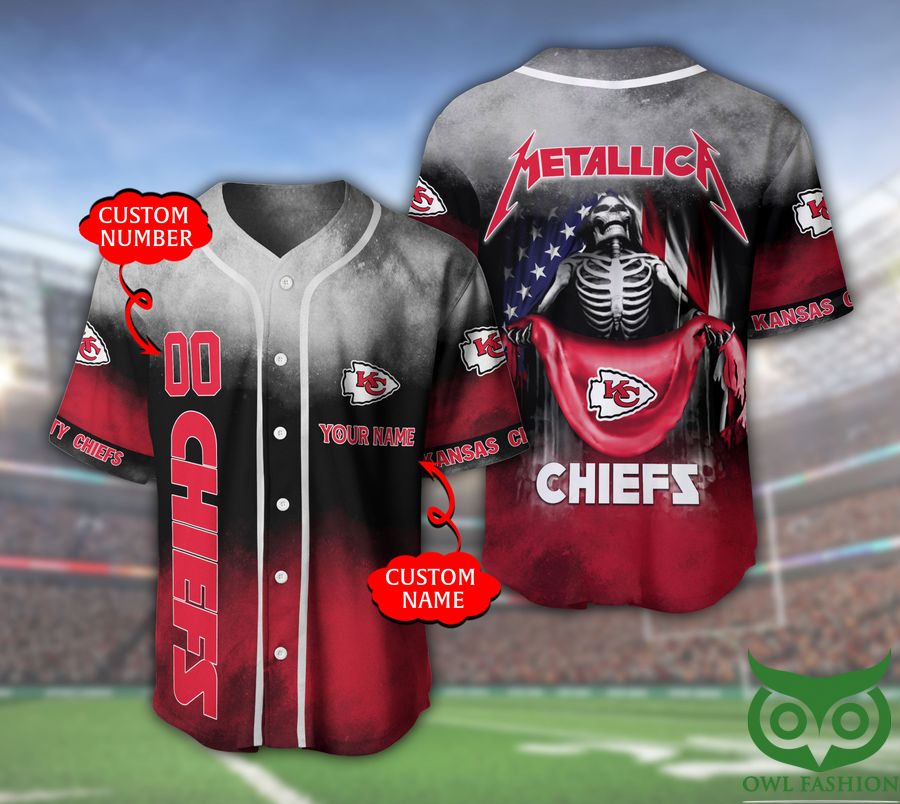 Kansas City Chiefs NFL 3D Custom Name Number Metallica Baseball Jersey
