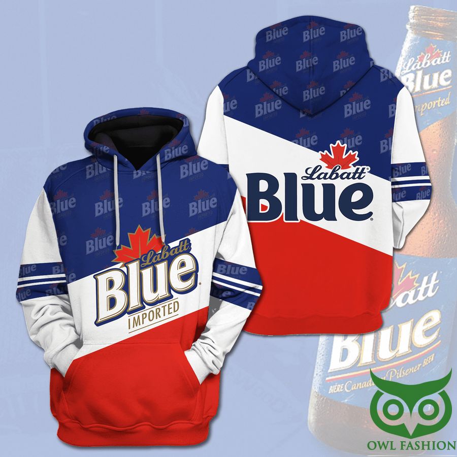 Labatt Blue Imported Beer Blue White Red 3D Hoodie