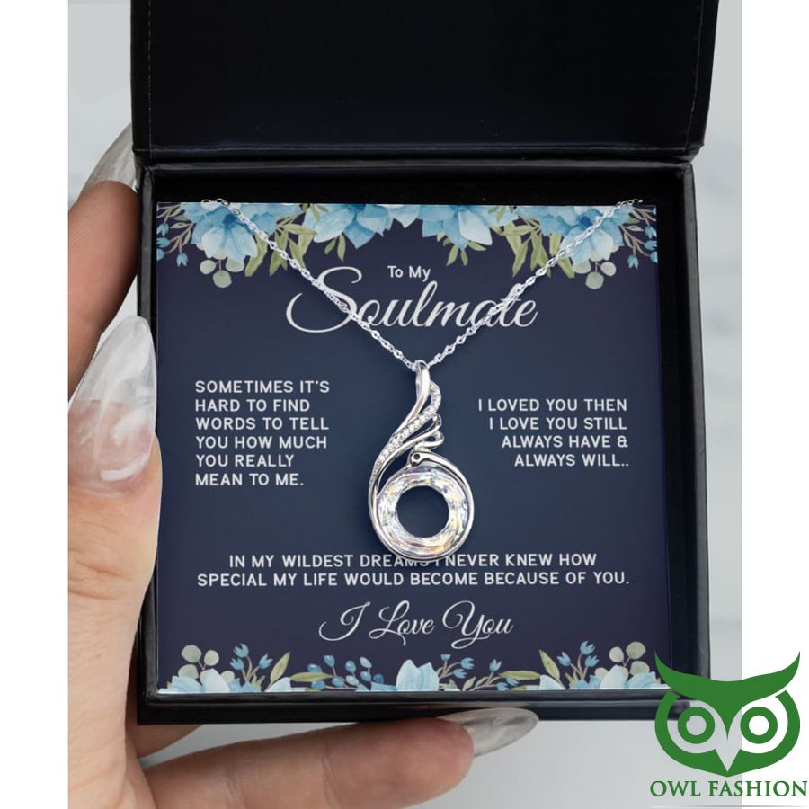 To My Soulmate Silver Phoenix Pandant Flower Decorated Box Necklace Valentine Gift