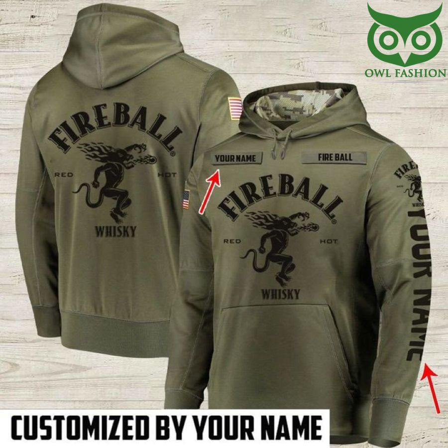 Personalized Fireball hot red Whisky Army 3D Hoodie 
