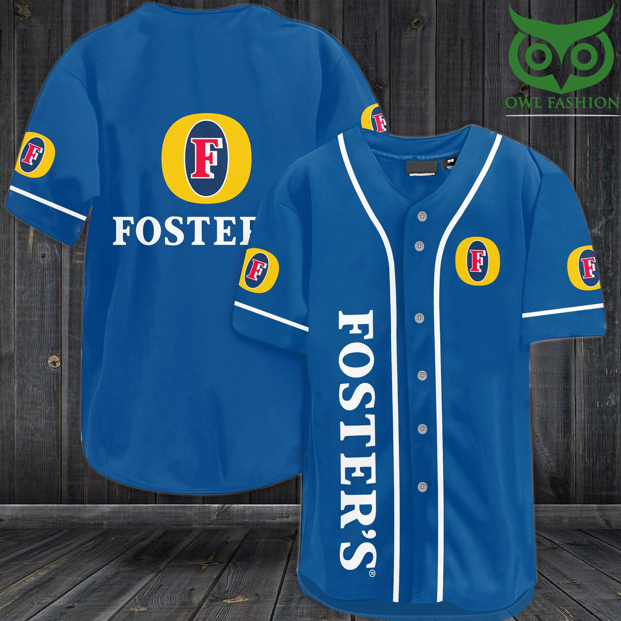 Fosters Blue Baseball Jersey Shirt