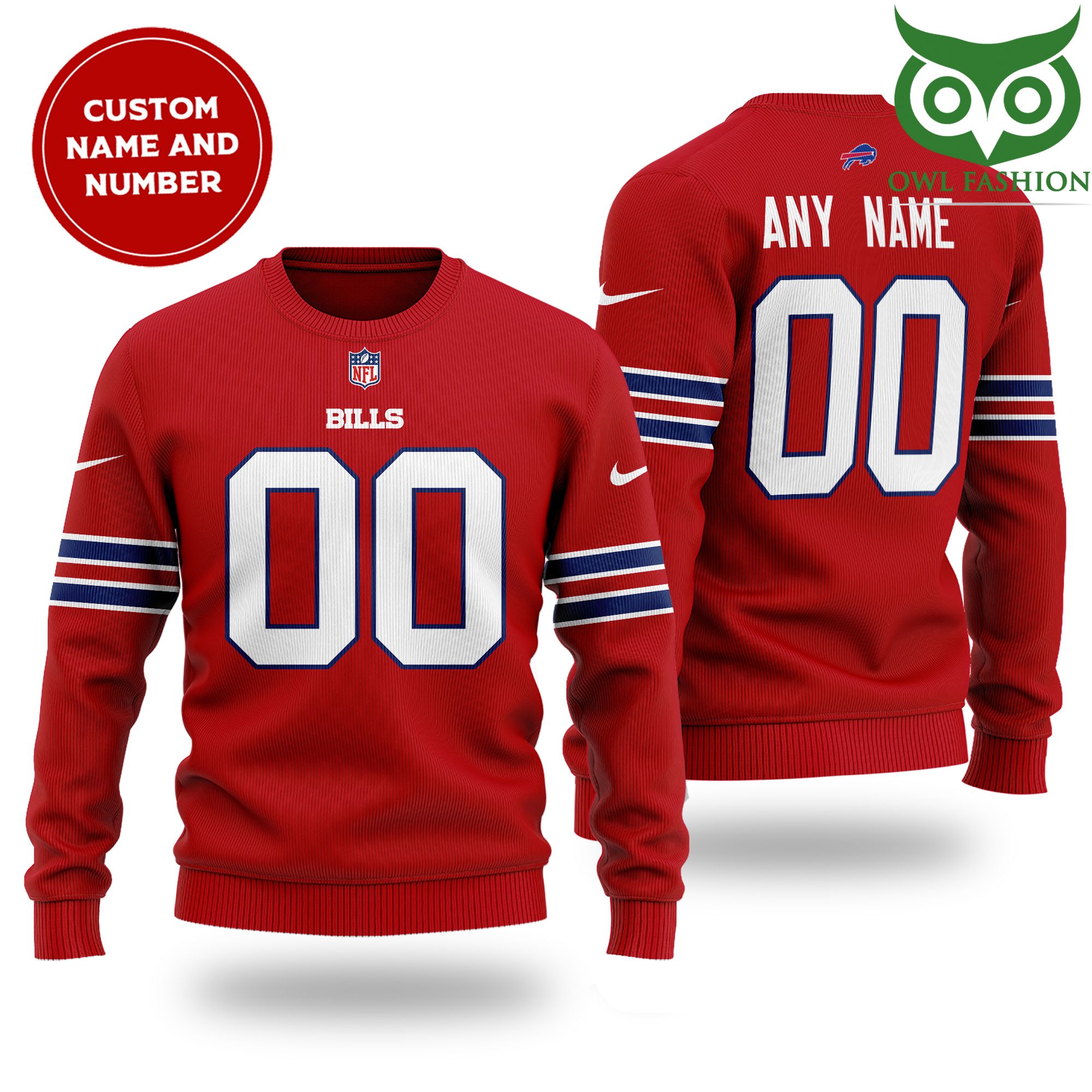 Personalized NFL BUFFALO BILLS red Sweater