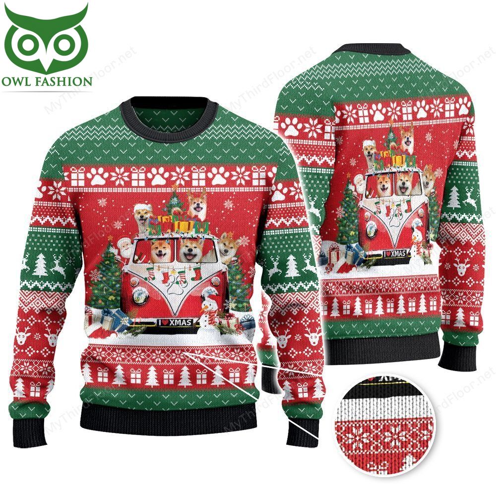 Shiba Inu Dog Lovers Christmas Van Ugly Sweater