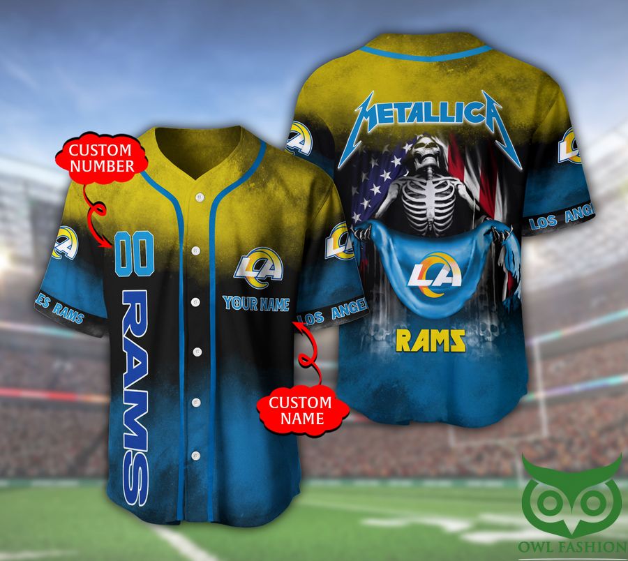 Los Angeles Rams NFL 3D Custom Name Number Metallica Baseball Jersey