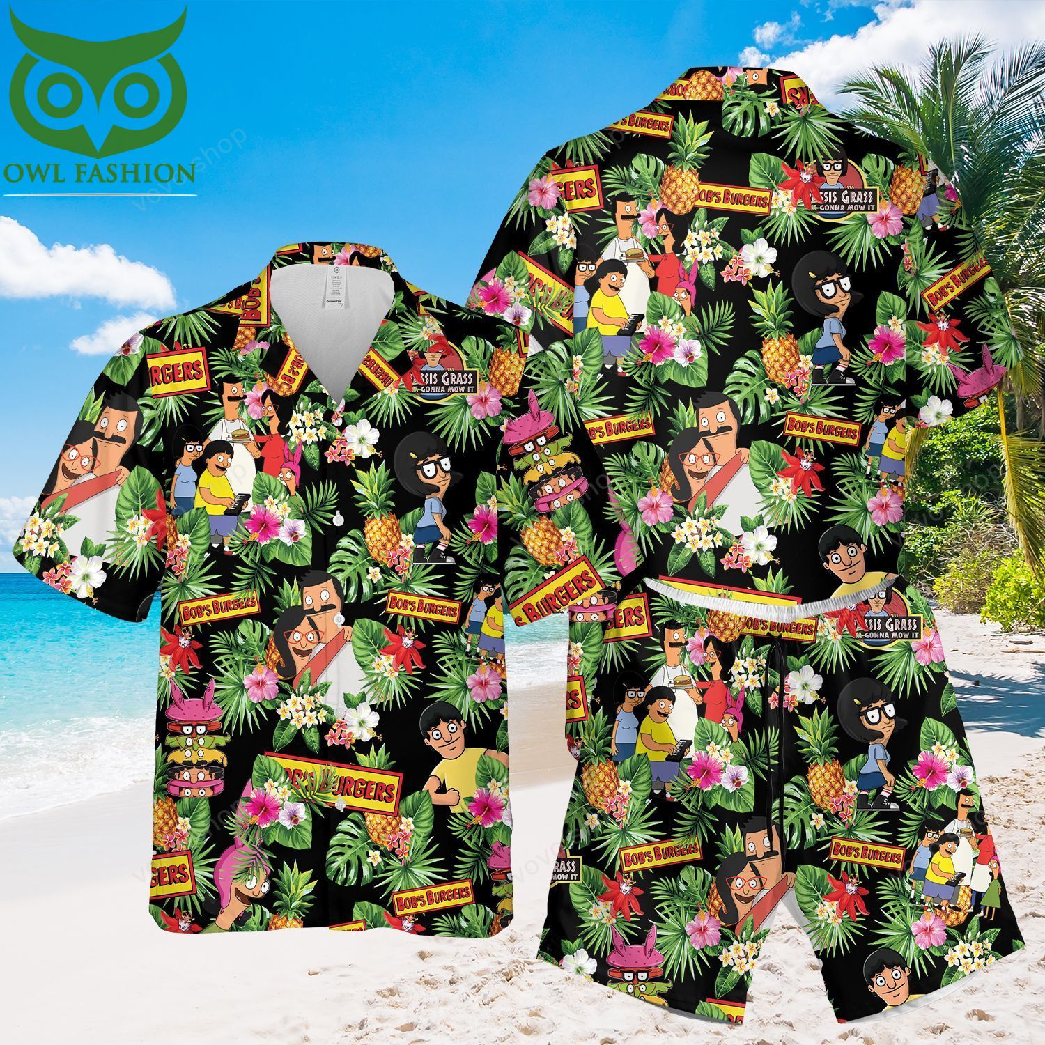 Bob Burgers Hawaiian Shirt and Beach Shorts