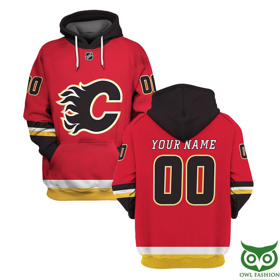 Custom Name Number NHL CALGARY FLAMES 3D Hoodie and T-shirt