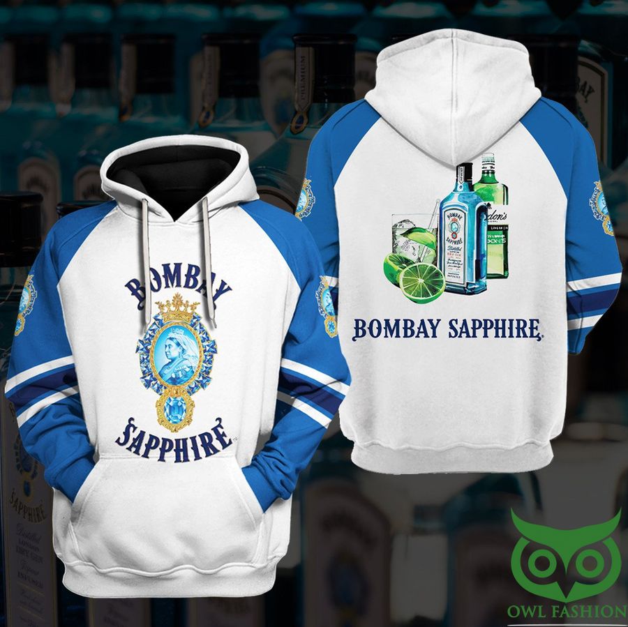 Bombay Sapphire Product Logo Blue and White 3D Hoodie
