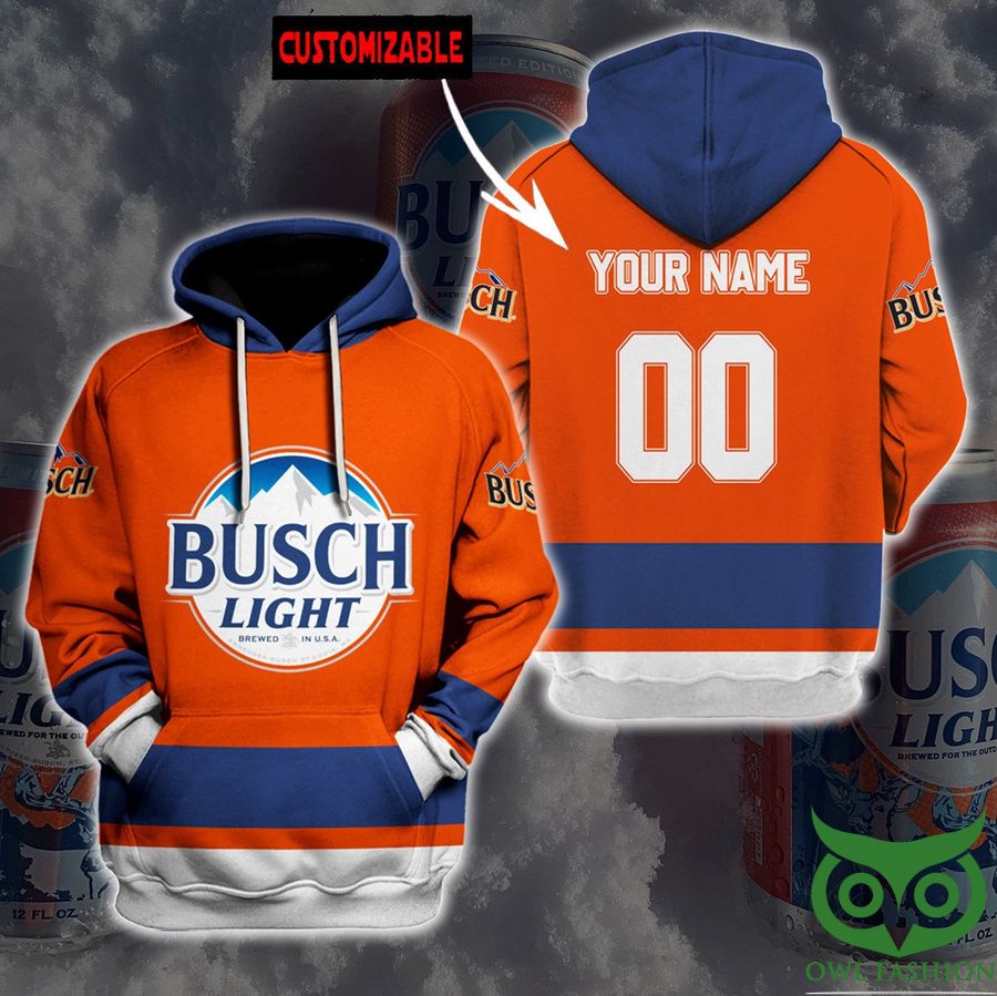 Custom Name Number Busch Light Beer Orange Hoodie