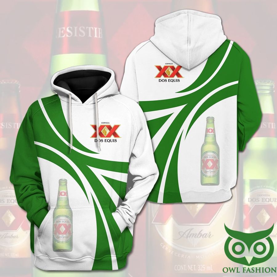Dos Equis Beer Logo White and Green 3D Hoodie