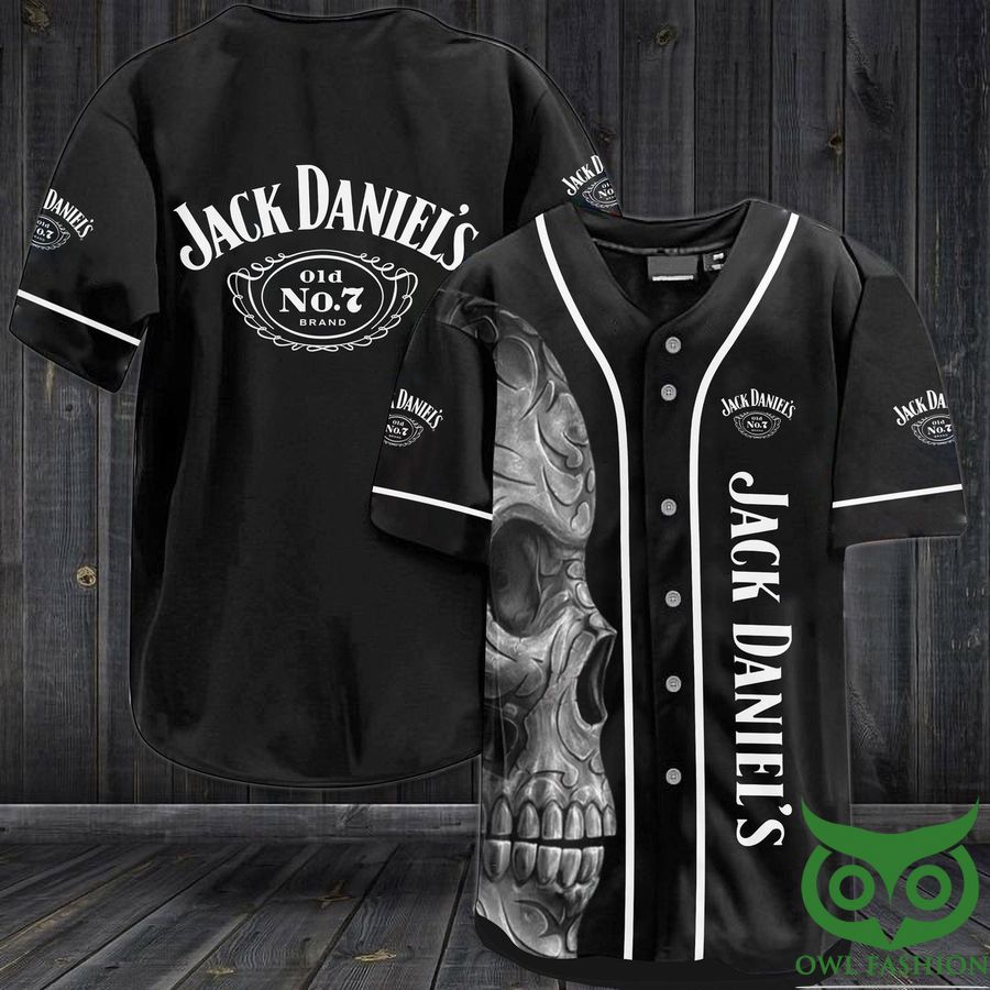 Jack Daniels Skull Baseball Jersey Shirt