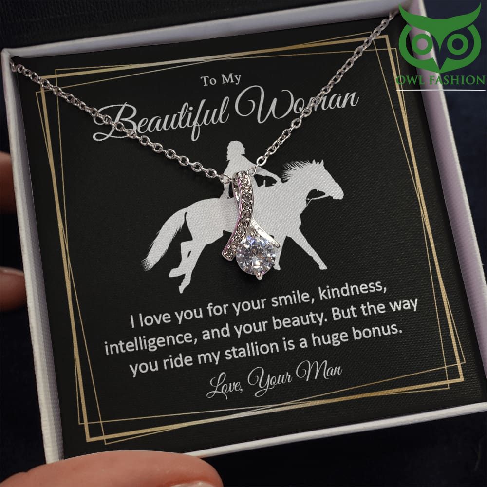 To My Woman Girlfriend Horse Riding Love symbol diamond Silver chain Valentine anniversary