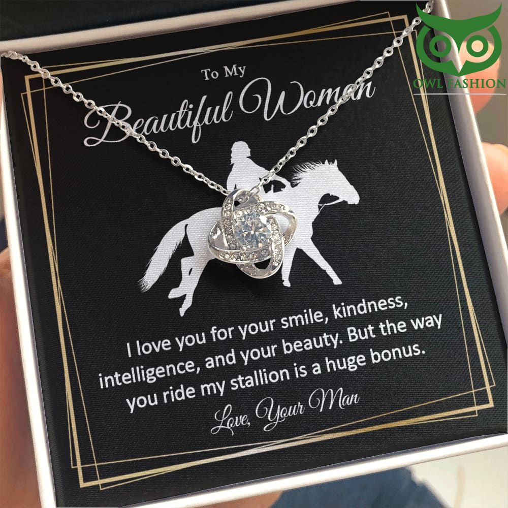 To My Beautiful Woman shining love knot Jewelry Silver necklace Valentine gift
