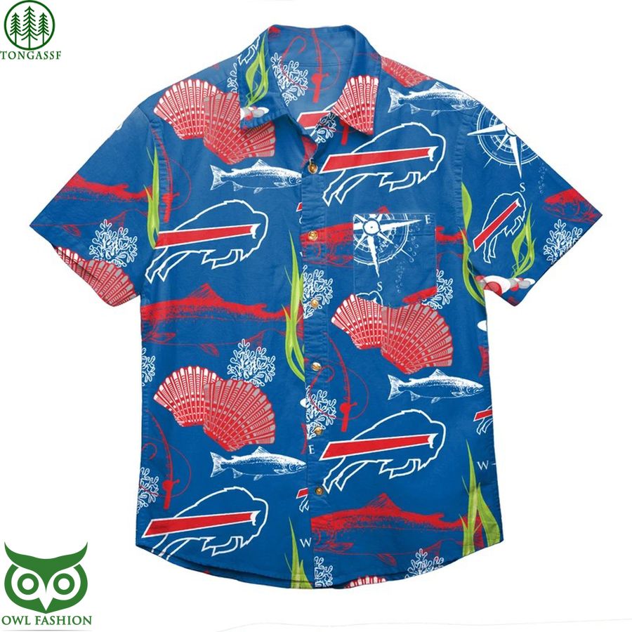 NFL Buffalo Bills Floral Button up Hawaiian shirt