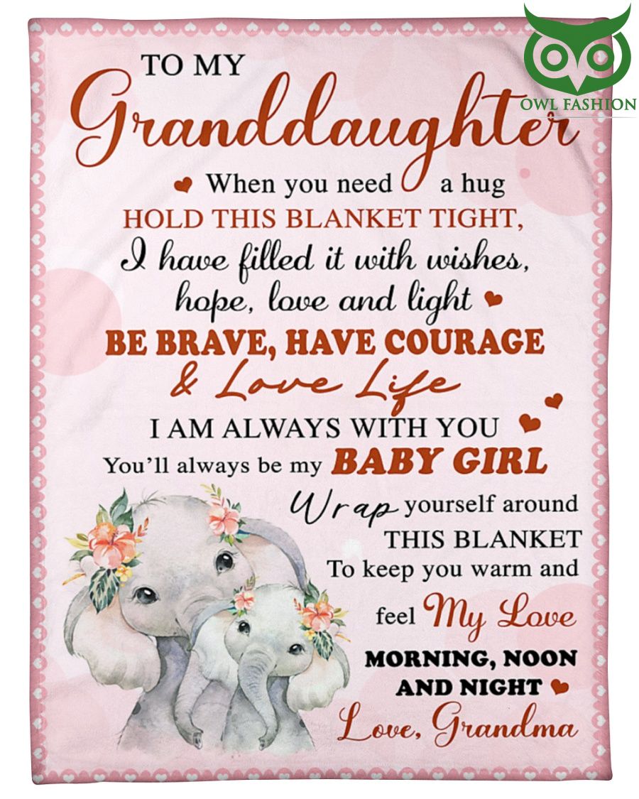 Gift to My Granddaughter cute elephant Fleece Blanket