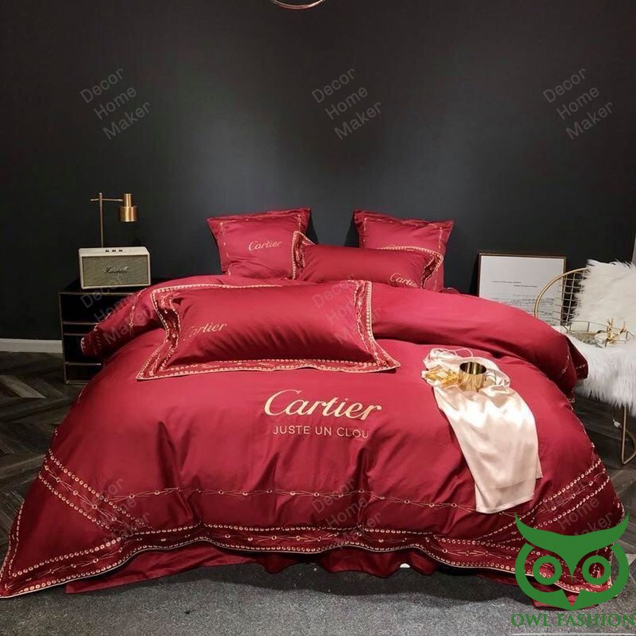 Luxury Cartier Juste Un Clou Red Brand Name Bedding Set