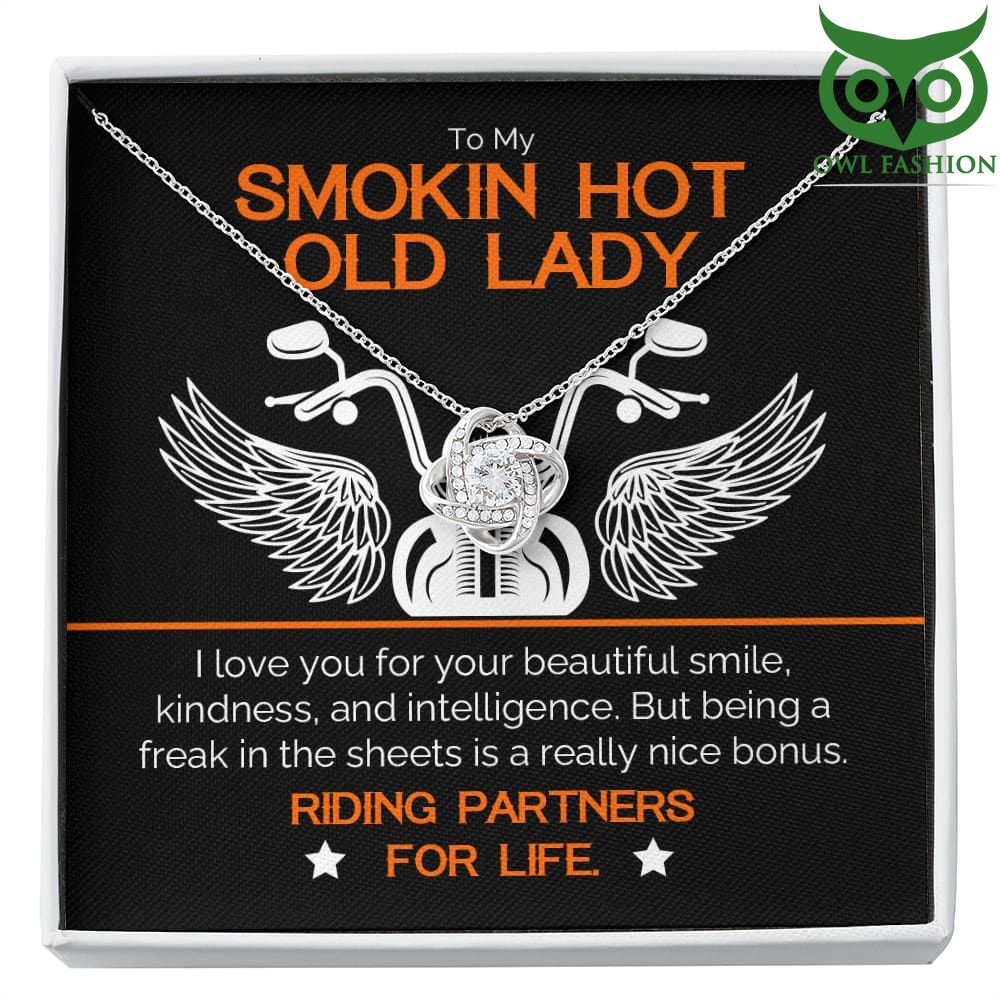 My smokin hot old lady Love knot Silver Necklace Riding Partners for Valentine