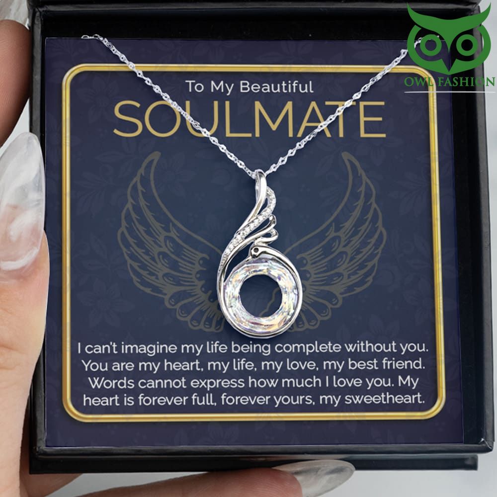 Silver Swan Crystal Necklace With Message Card Necklace For Valentine Anniversary