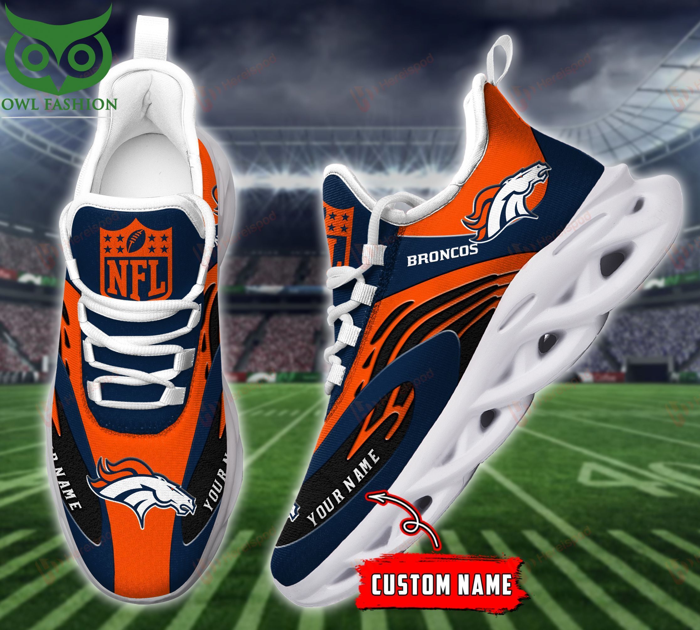 Denver Broncos NFL Custom Name Max Soul Sneakers
