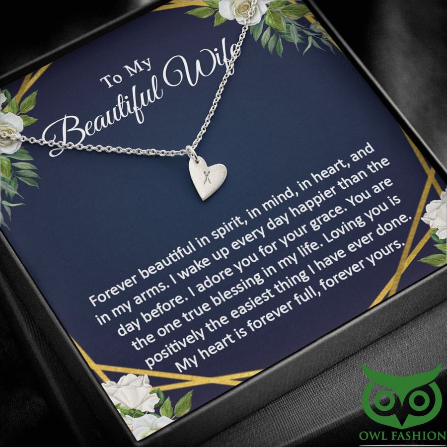 To My Beautiful Wife Silver Heart Pendant Necklace Valentine Gift