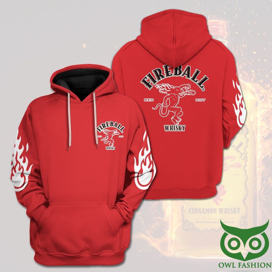 Fireball Whisky Red with Black and White Patterns 3D Hoodie