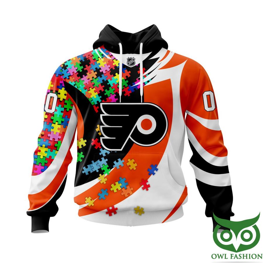 NHL Philadelphia Flyers Autism Awareness Custom Name Number colorful puzzle hoodie sweatshirt