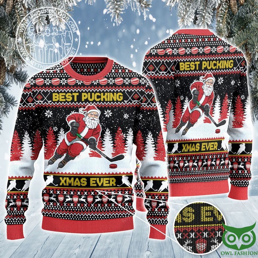 Best Pucking Xmas Ever Ice Hockey Lovers Gift All Over Print 3D Ugly Sweater
