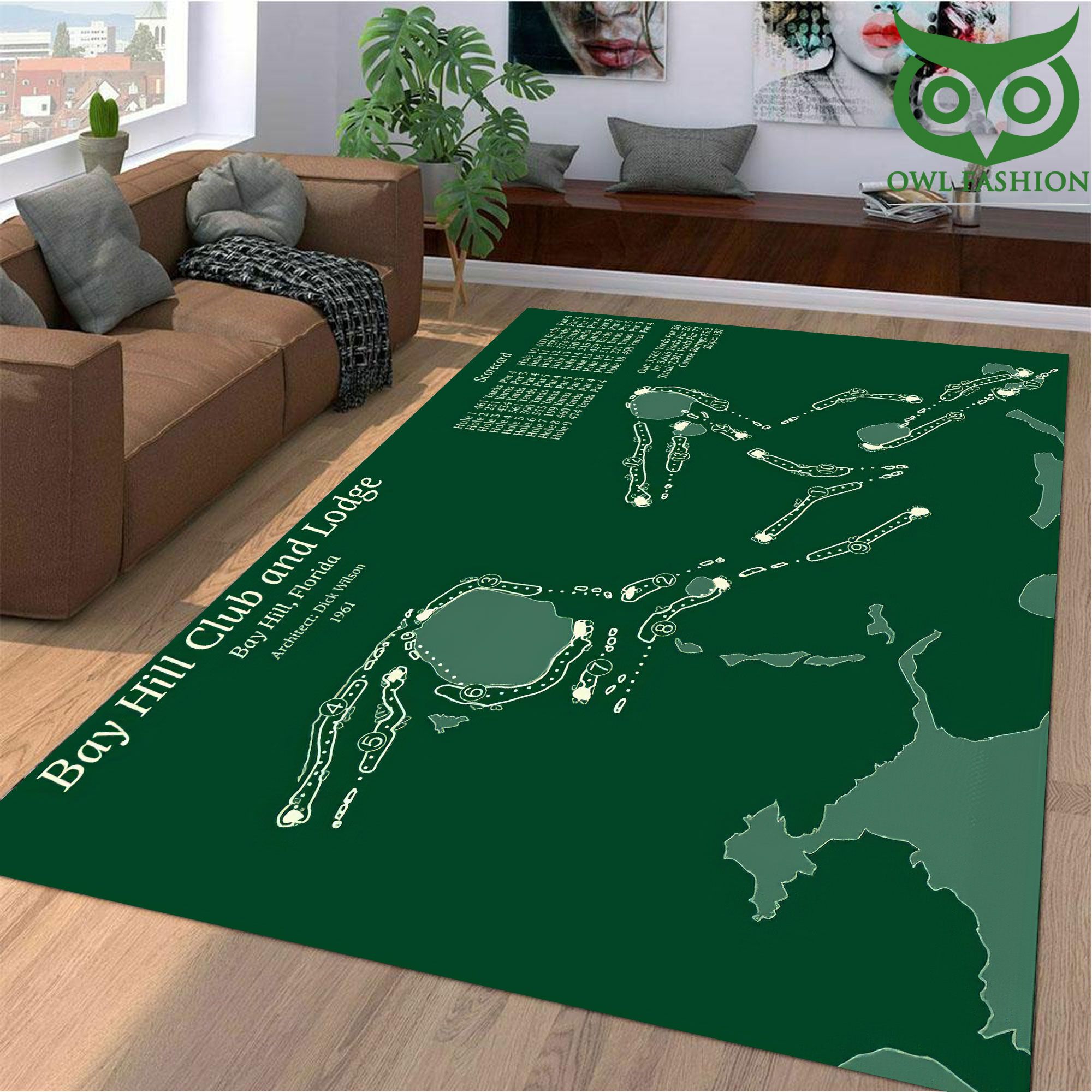 Bay Hill Club and Lodge golf course map Printed Carpet Rug